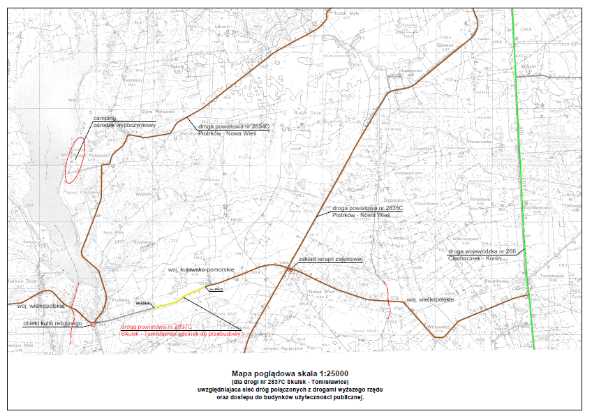 mapa poglądowa (skala 1:25000) dla drogi nr 2837C Skulsk-Tomisławice