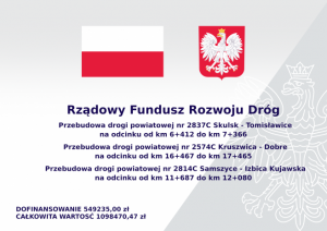 Tablica informacyjna z Rządowego Funduszu Dróg Samorządowych