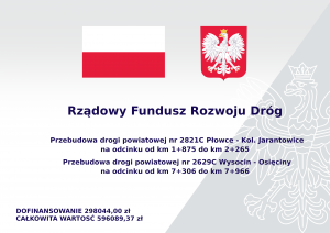 Tablica informacyjna Rządowego Funduszu Dróg Samorządowych w 2022 roku