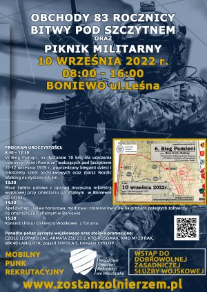 Plakat pikniku wojskowego w Boniewie