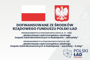 Tablica informacyjna. Dofinansowane ze środków Rządowego Funduszu Polski Ład. Program inwestycji strategicznych.
