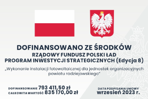 Tablica informacyjna. Dofinansowane ze środków Rządowego Funduszu Polski Ład. Program inwestycji strategicznych.