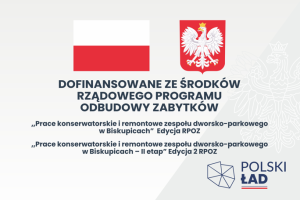 Tablica informacyjna. Dofinansowane ze środków rządowego programu odbudowy zabytków.