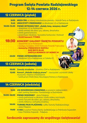 Plakat z programem na Święto Powiatu Radziejowskiego