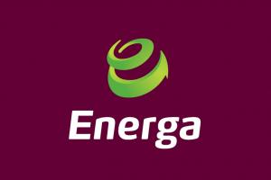 Logo Energi na fioletowym tle