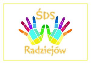 Napis ŚDS Radziejów i dwie kolorowe dłonie (logo)